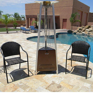 AZ Patio Heaters Hiland Compact Hammered Bronze Propane Patio Heater at Pool Area