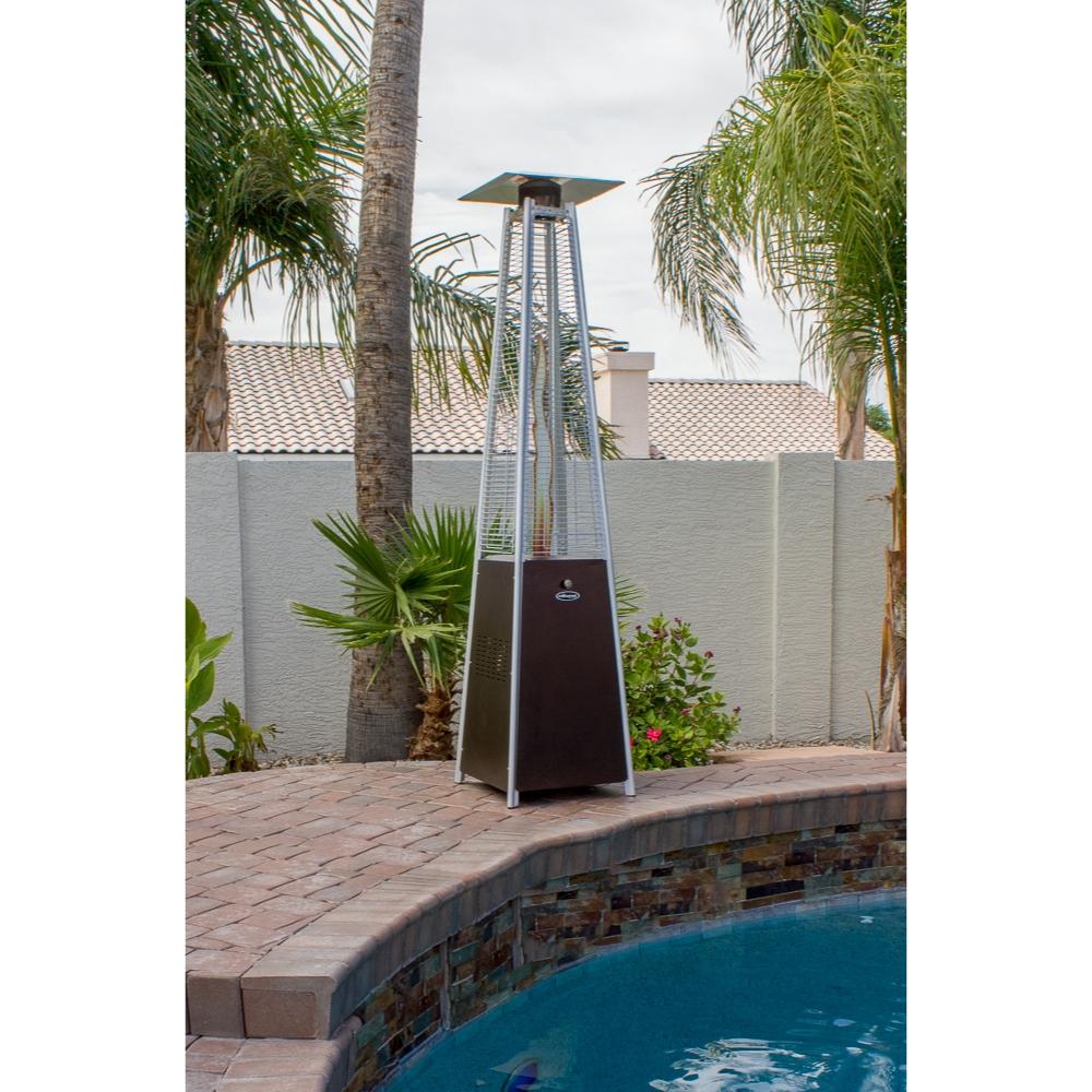 AZ Patio Heaters Hiland Portable Hammered Bronze Propane Patio Heater with Flame