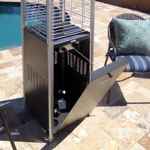AZ Patio Heaters Hiland Portable Hammered Silver Propane Patio Heater Tank Compartment