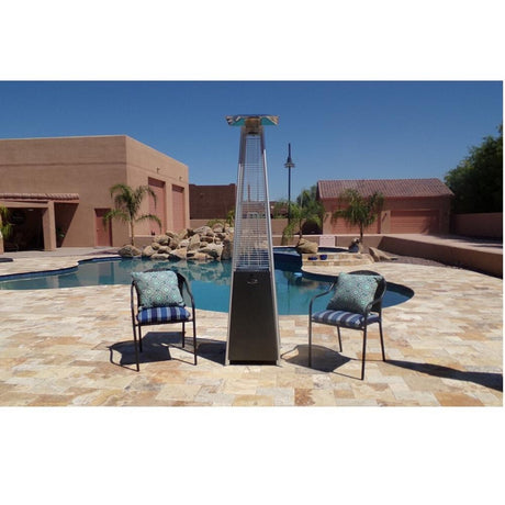 AZ Patio Heaters Hiland Portable Hammered Silver Propane Patio Heater with Flame Poolside
