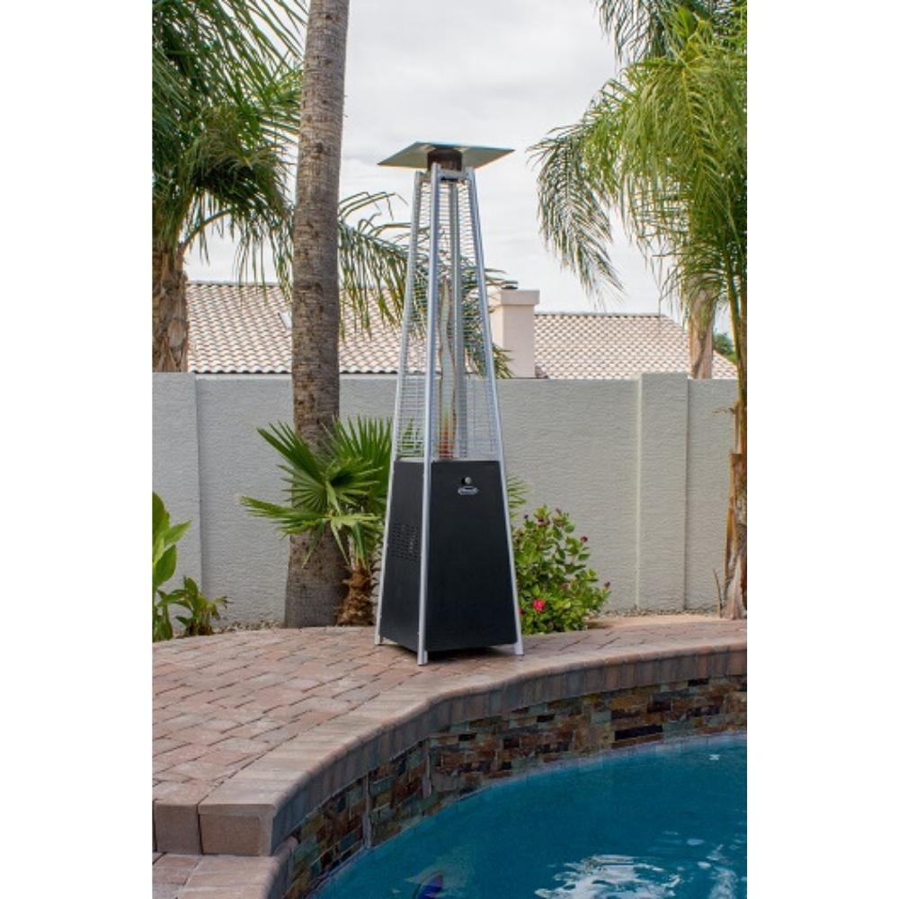 AZ Patio Heaters Hiland Portable Matte Black Propane Patio Heater with Flame