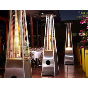 AZ Patio Heaters Hiland Portable Stainless Steel Propane Patio Heaters in Outdoor Dining Area
