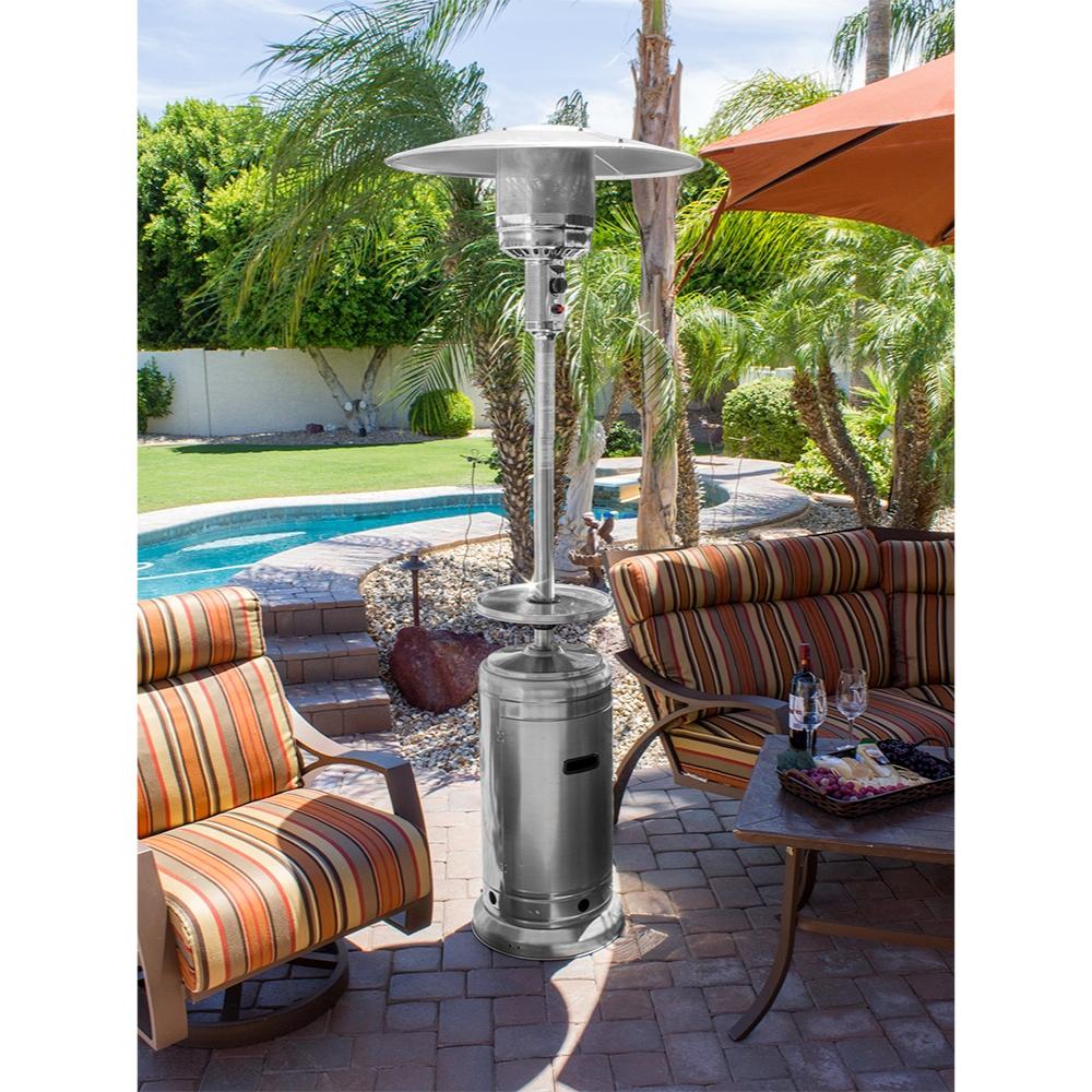 AZ Patio Heaters Hiland Stainless Steel Propane Patio Heater with Table