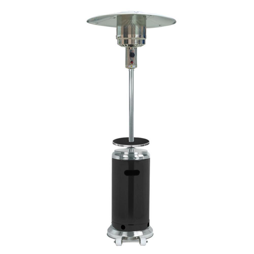 AZ Patio Heaters Hiland Two-Tone Stainless Steel &amp; Black Portable Propane Patio Heater with Table