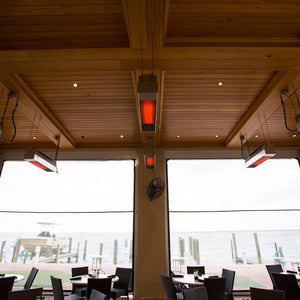 BistroSchwank Stainless Steel Gas Patio Heaters at Dry Dock Waterfront Grill