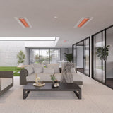 Recessed White Tungsten Electric Heaters in Covered Patio