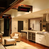 bromic platinum smart-heat gas patio heater ceiling mounted in an outdoor kitchen