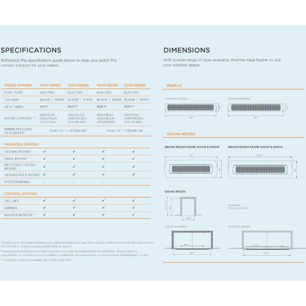 Bromic Tungsten Smart-Heat Electric Patio Heater Specs