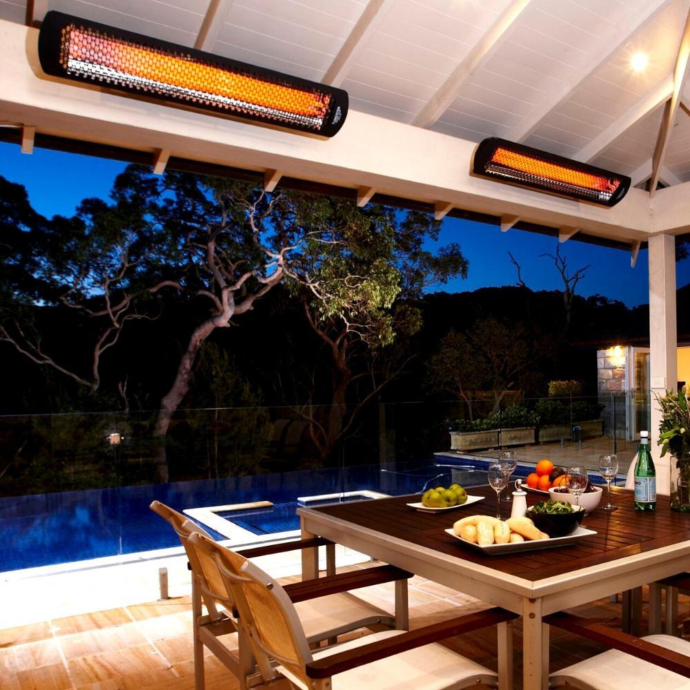 Bromic Tungsten Smart-Heat Electric Patio Heaters Wall Mounted Residential Installation