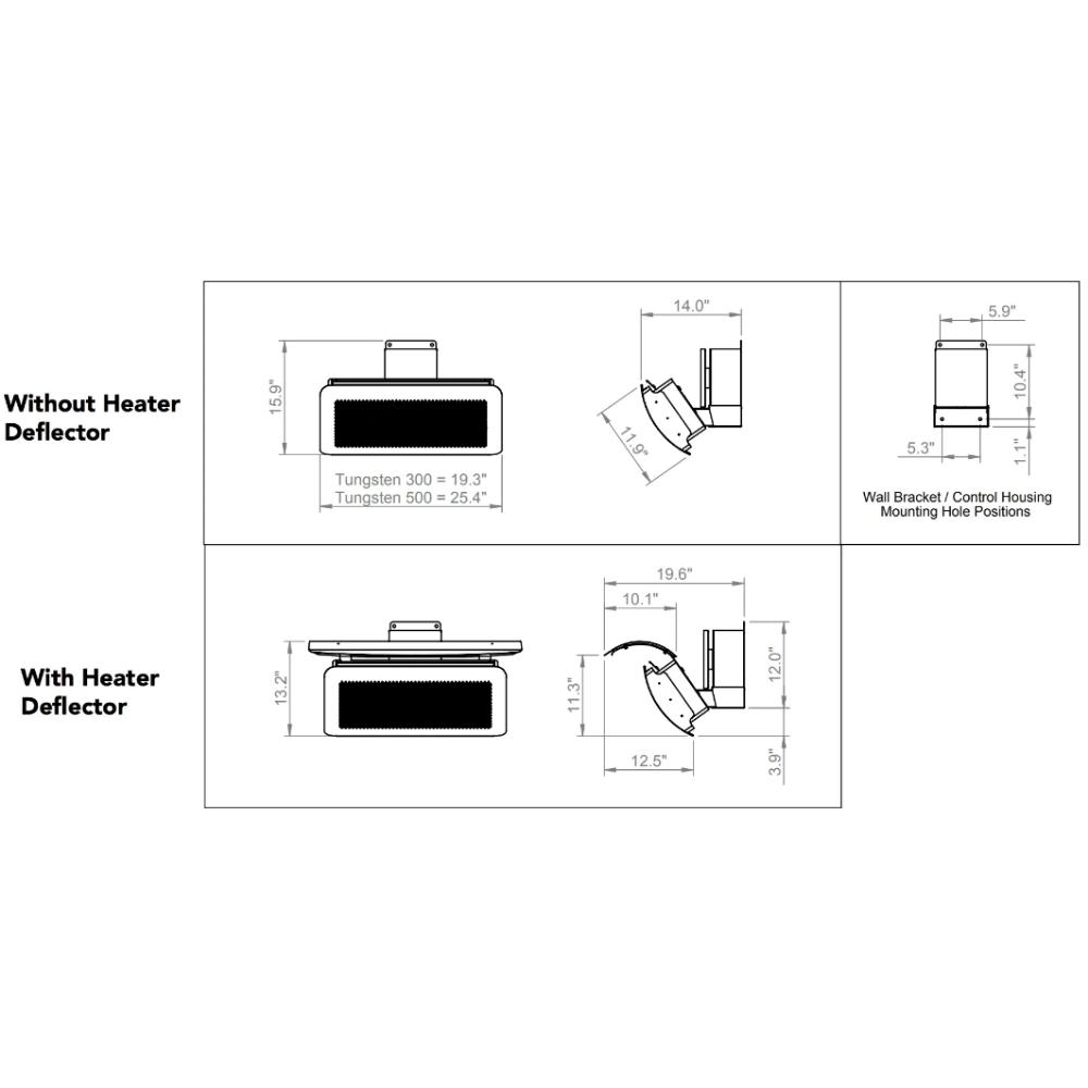 Bromic Tungsten Smart-Heat Gas Patio Heater Dimensions