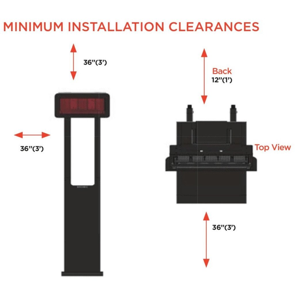 Bromic Tungsten Smart-Heat Portable LPG Heater Installation Clearances