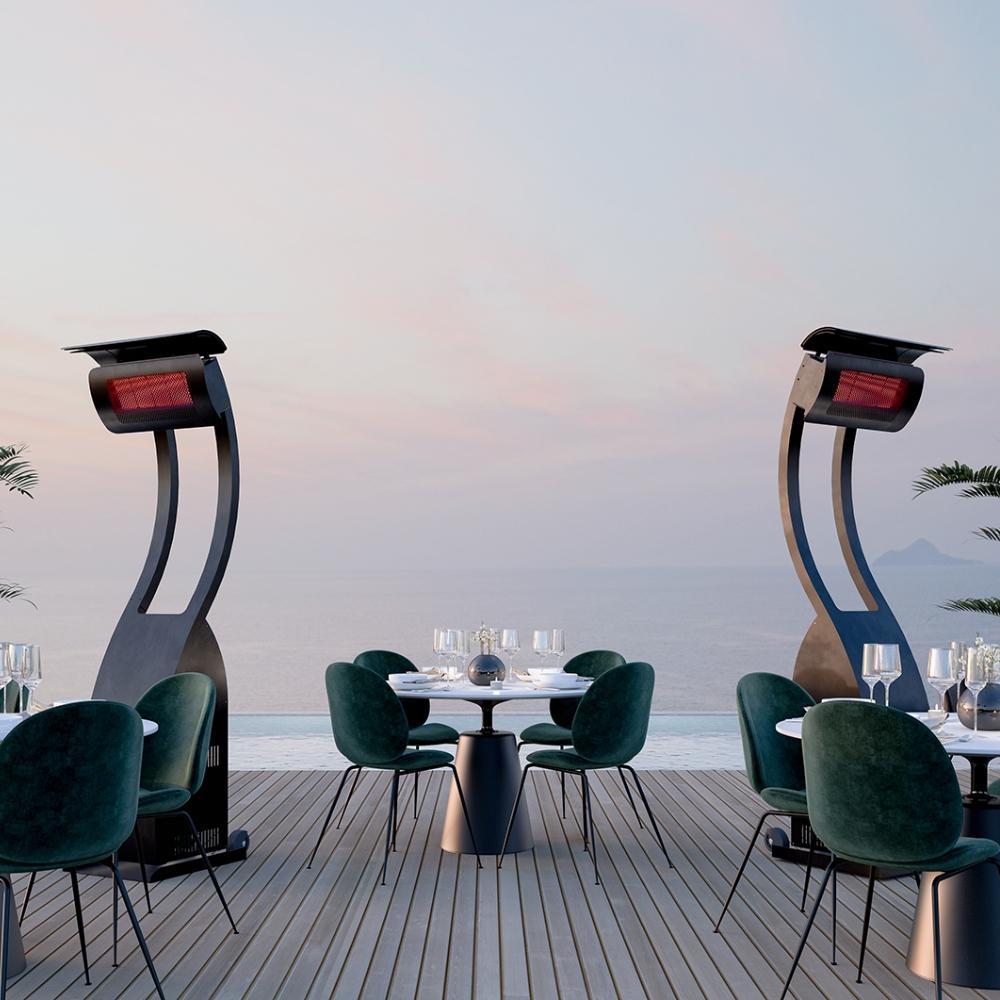 Bromic Tungsten Smart-Heat Portable LPG Heaters in Outdoor Dining Area