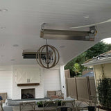 Calcana High Output Stainless Steel Gas Patio Heaters in a patio - angle view