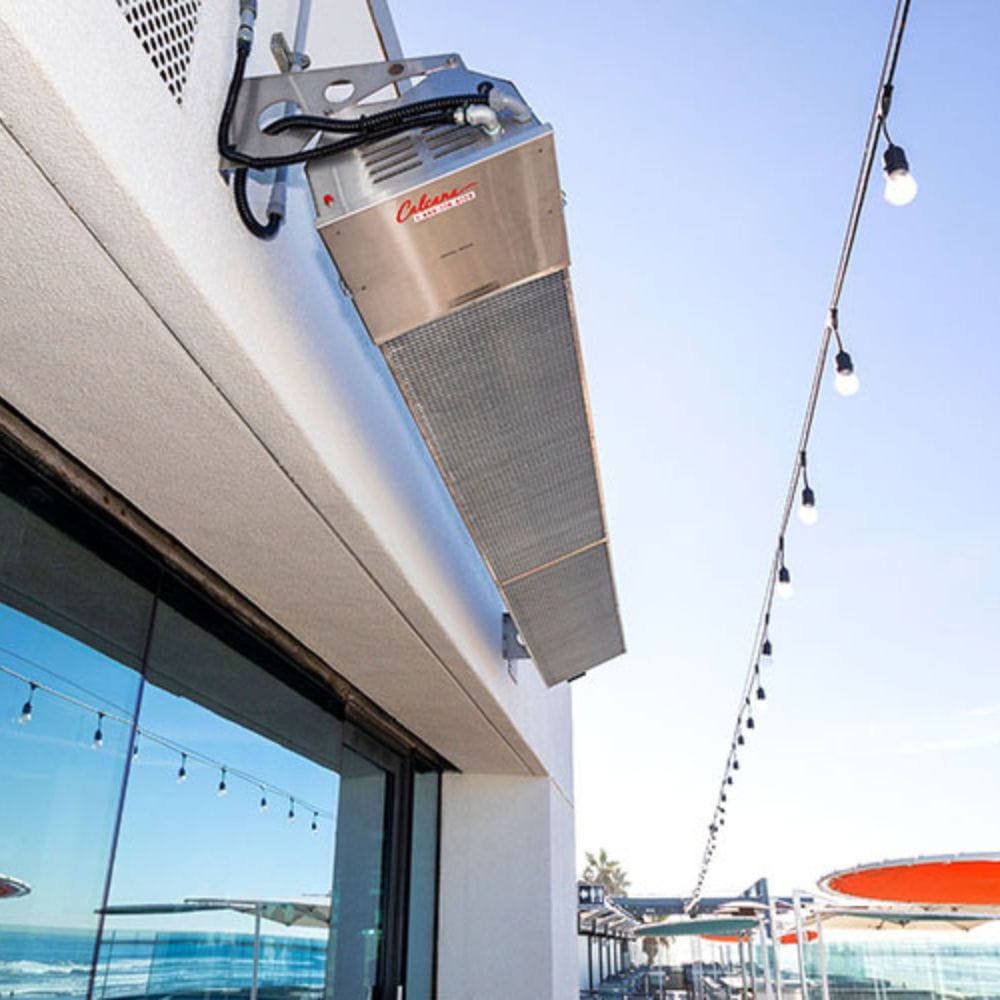 10 ft Calcana High Output Stainless Steel Gas Patio Heater in patio