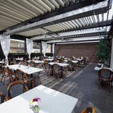 Calcana Standard Output 20' Stainless Steel Gas Patio Heater in Outdoor Dining Area