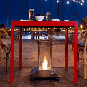 Calidor 16-Inch Free Standing Stainless Steel Ethanol Patio Heater Under Table
