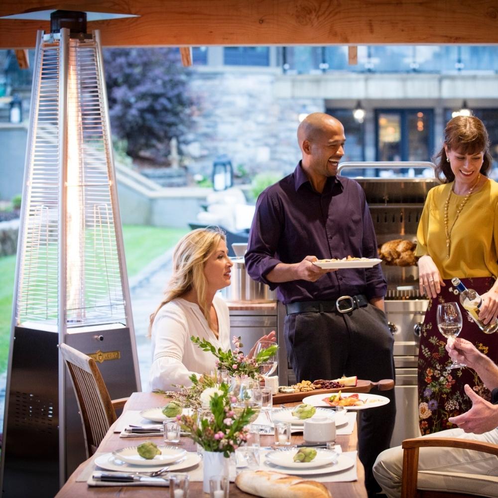 Crown Verity CV-2670-SS Quartz Tower Heater in a diner