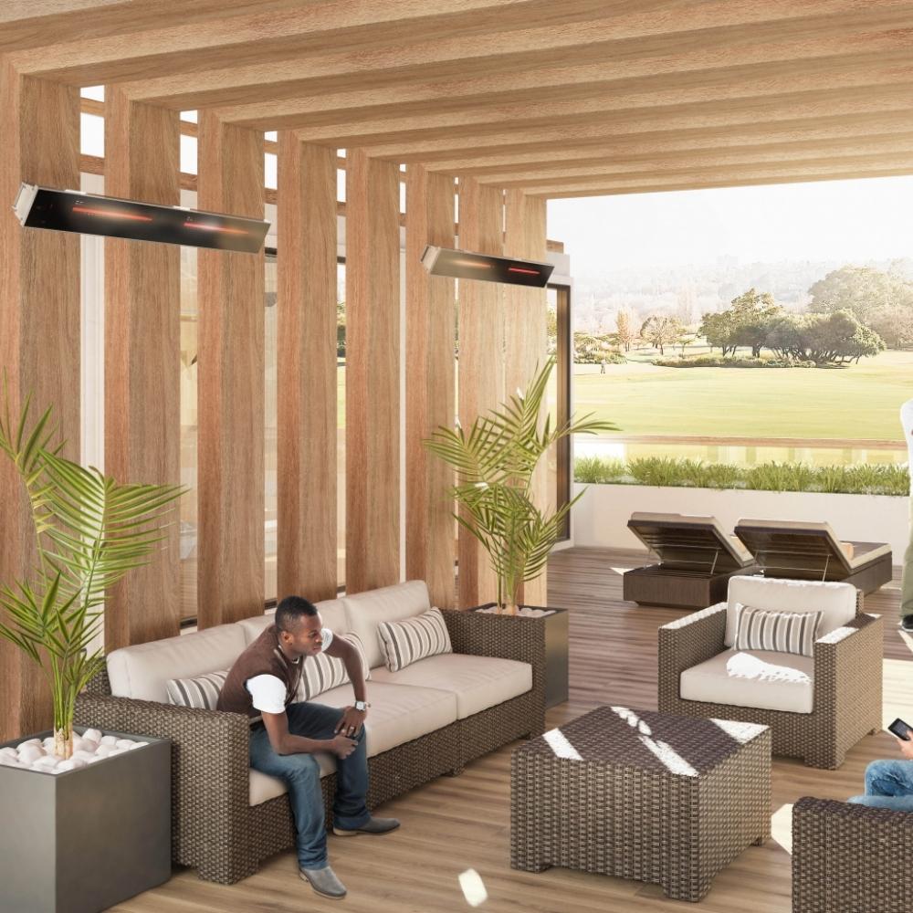 Dimplex DIR Series 50" 3000 Watt Infrared Electric Heater underneath a pergola