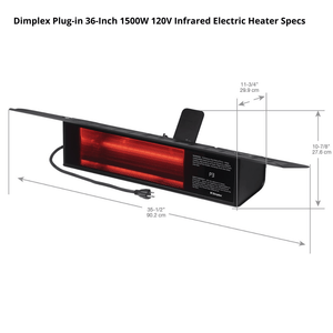 Dimplex Plug-in 36-Inch 1500W 120V Infrared Electric Heater Specifications