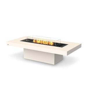 EcoSmart Fire Gin 90 Chat 52" Rectangular Concrete Fire Pit Table in Bone