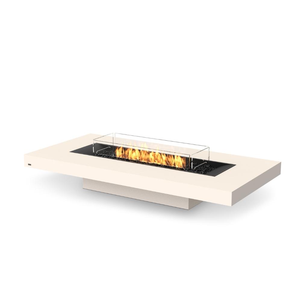 EcoSmart Fire Gin 90 Low 52&quot; Rectangular Concrete Fire Pit Table in Bone