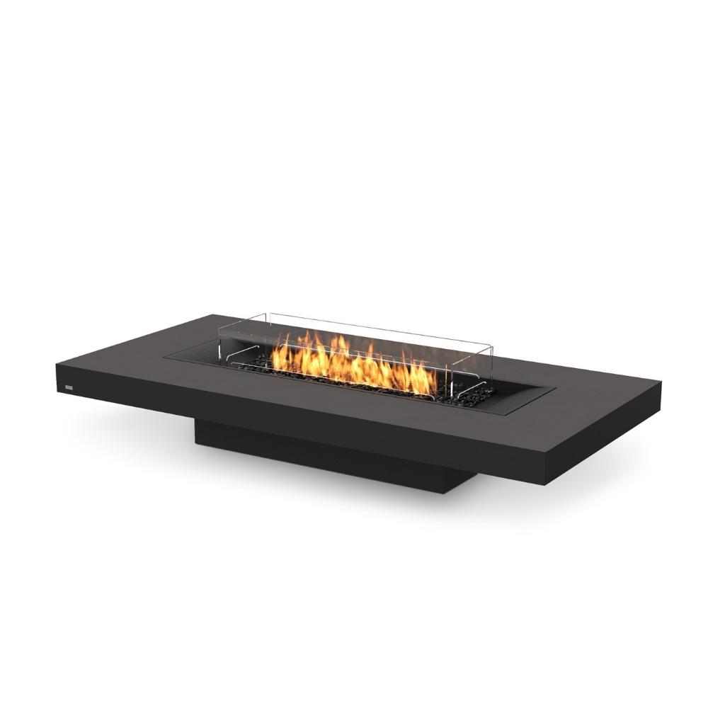 EcoSmart Fire Gin 90 Low 52&quot; Rectangular Concrete Fire Pit Table in Graphite
