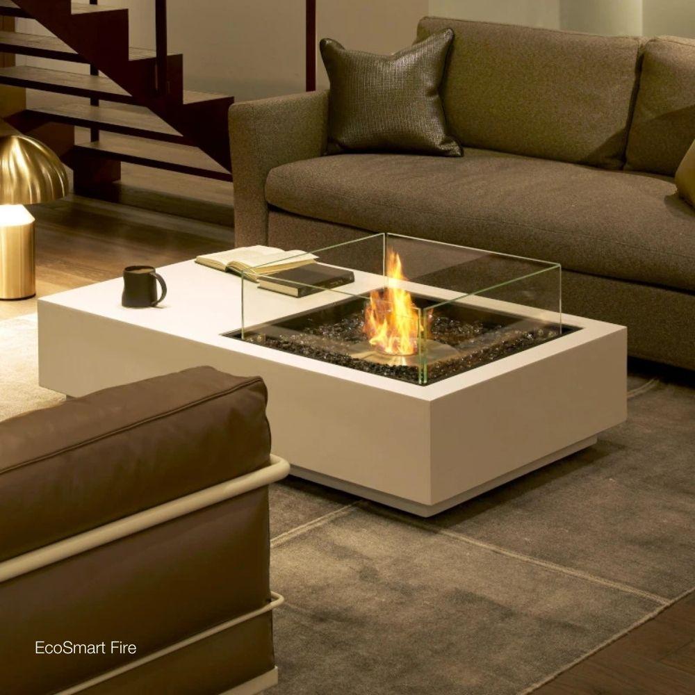 EcoSmart Fire Manhatten 50 Rectangular Fire Pit Table Bone