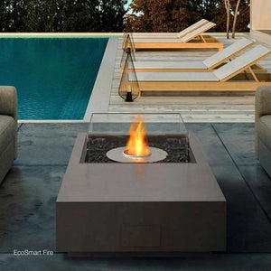 Manhattan 50 Compact Rectangular Fire Pit Table in Pool Aerea