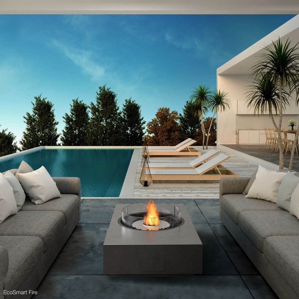 EcoSmart Fire Martini 50" Rectangular Concrete Gas Fire Pit Table