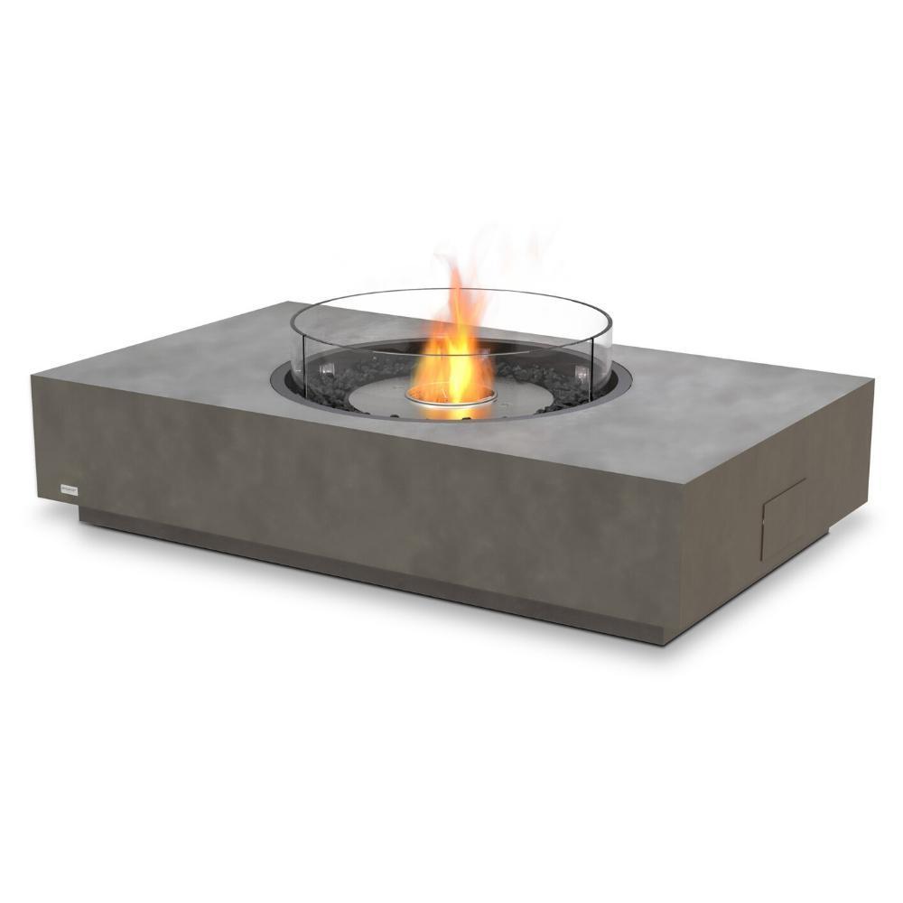 EcoSmart Fire Martini 50&quot; Rectangular Concrete Gas Fire Pit Table in Natural with Fire Screen
