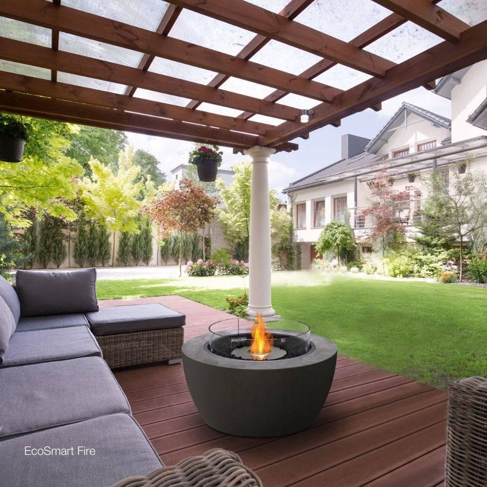 EcoSmart Fire Pod 39&quot; Round Concrete Fire Pit Bowl Lifestyle