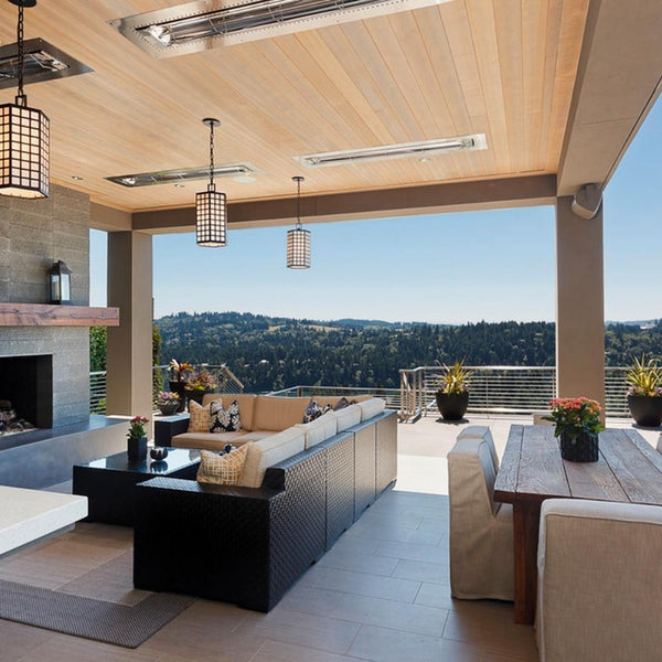 ElectricSchwank Infrared Electric Heaters Flush Mounted in Covered Outdoor Patio - installation view