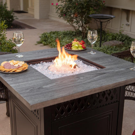 Endless Summer DualHeat Dakota 38" LP Fire Pit Table with Food and Drinks