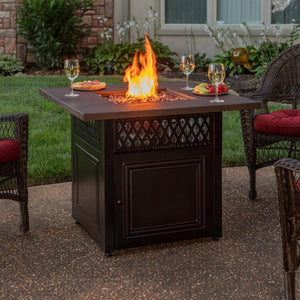 Endless Summer DualHeat Donovan 38" LP Fire Pit Table in a Patio