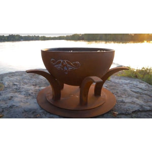 Fire Pit Art Africa's Big Five 41-Inch Unique Handcrafted Carbon Steel Fire Pit (BIG5) by the Lake