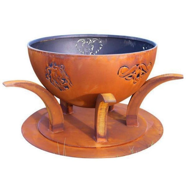 Fire Pit Art Africa's Big Five - 41" Unique Handcrafted Carbon Steel Fire Pit (BIG5) - front view