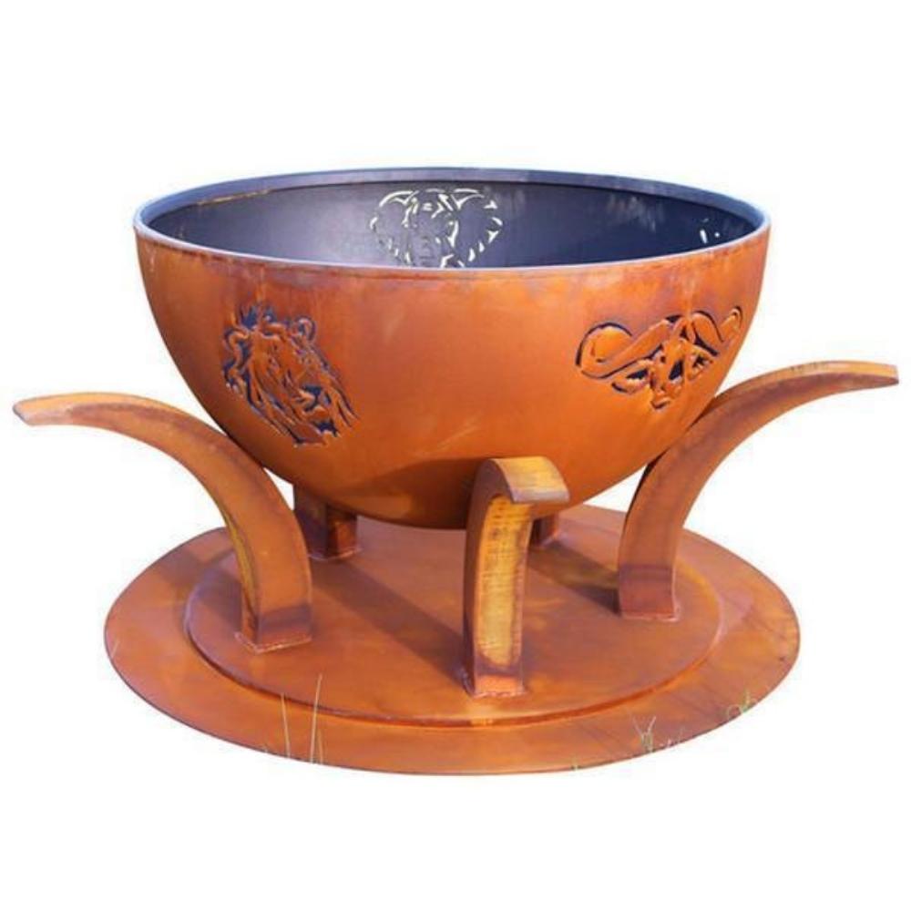 Fire Pit Art Africa&#39;s Big Five - 41&quot; Unique Handcrafted Carbon Steel Fire Pit (BIG5)