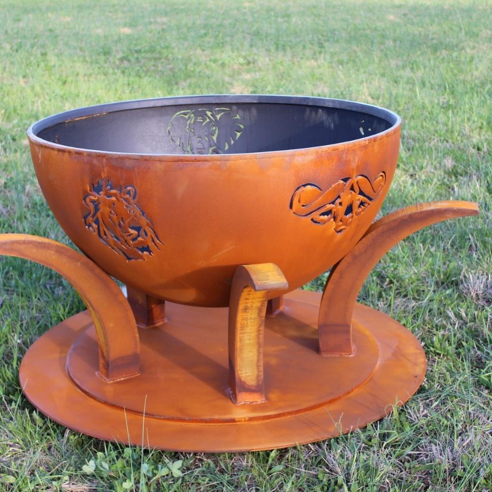 Empty Fire Pit Art Africa&#39;s Big Five - 41&quot; Unique Handcrafted Carbon Steel Fire Pit