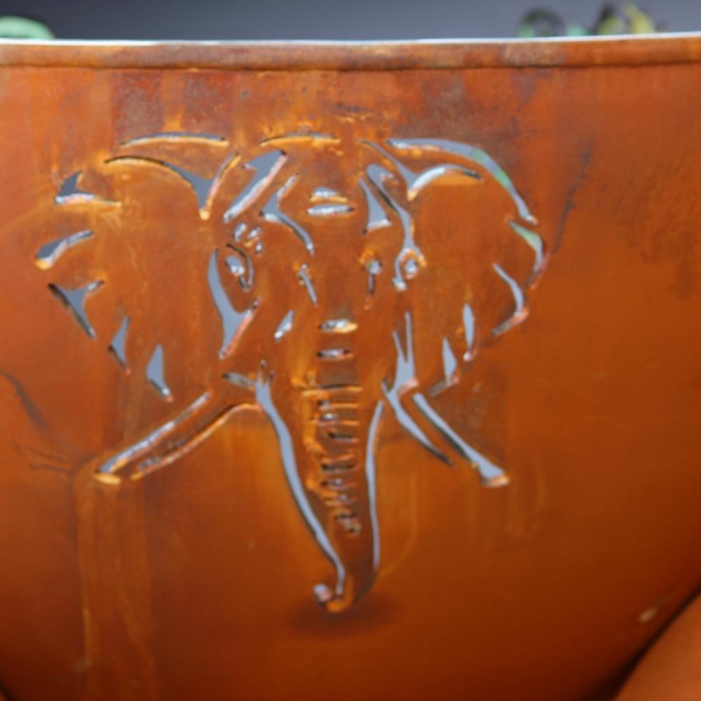 Elephant Design of Fire Pit Art Africa's Big Five - angle view