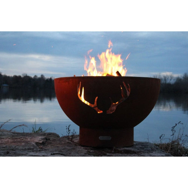 Fire Pit Art Antlers - 36" Handcrafted Carbon Steel Gas Fire Pit - detail view