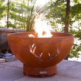 Fire Pit Art Antlers - 36" Handcrafted Carbon Steel Gas Fire Pit - lifestyle view