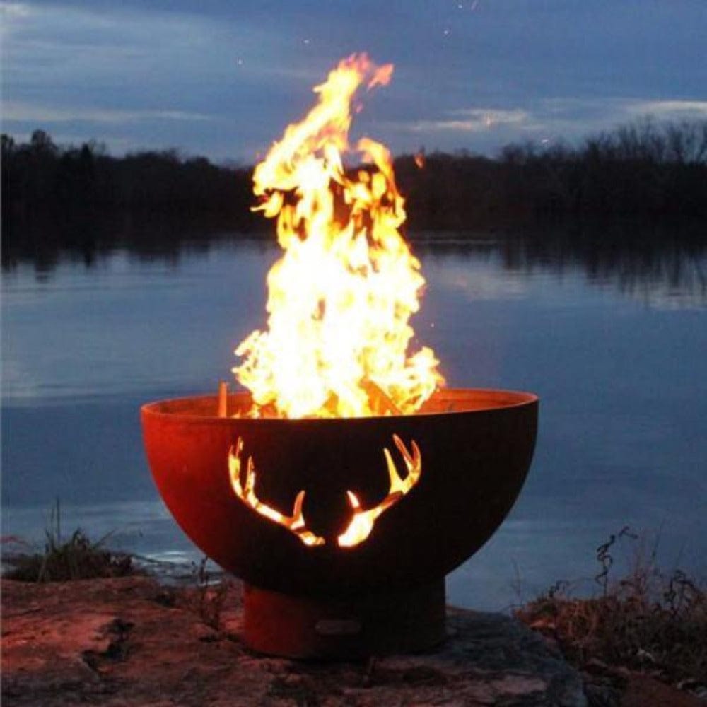 Fire Pit Art Antlers - 36&quot; Unique Handcrafted Carbon Steel Fire Pit (ANTLERS)