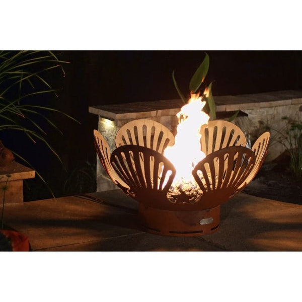 Fire Pit Art Barefoot Beach - 41" Handcrafted Carbon Steel Gas Fire Pit - detail view