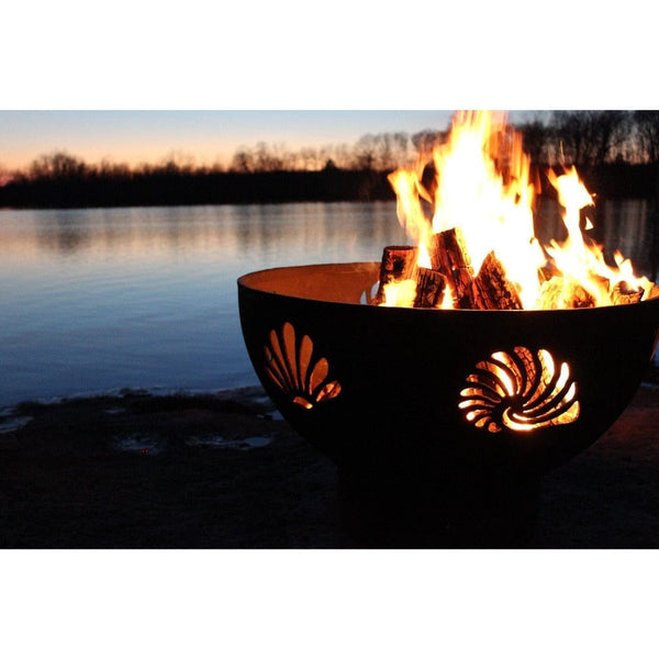 Wood Burning Fire Pit - Fire Pit Art Beachcomber - 36" Steel Fire Pit (BEACH) - detail view