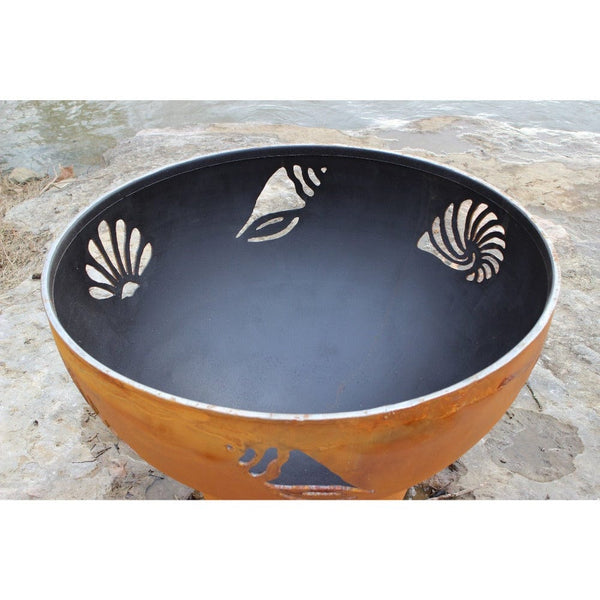 Wood Burning Fire Pit - Fire Pit Art Beachcomber - 36" Steel Fire Pit (BEACH) - lifestyle view