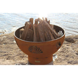 Wood Burning Fire Pit - Fire Pit Art Beachcomber - 36" Steel Fire Pit (BEACH) - close-up view