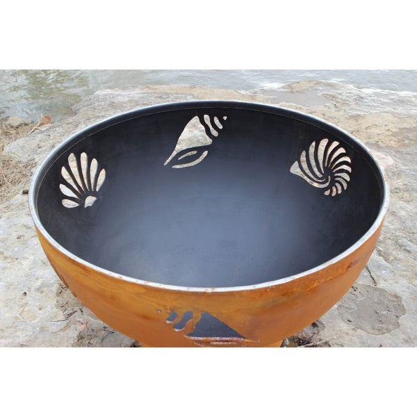 Fire Pit Art Beachcomber - 36" Handcrafted Carbon Steel Gas Fire Pit - detail view