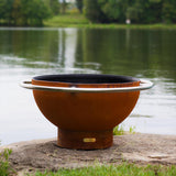 Fire Pit Art Bella Luna - 36" Handcrafted Carbon Steel Gas Fire Pit - side view