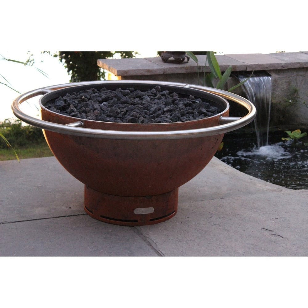 Fire Pit Art Bella Luna - 36&quot; Handcrafted Carbon Steel Gas Fire Pit