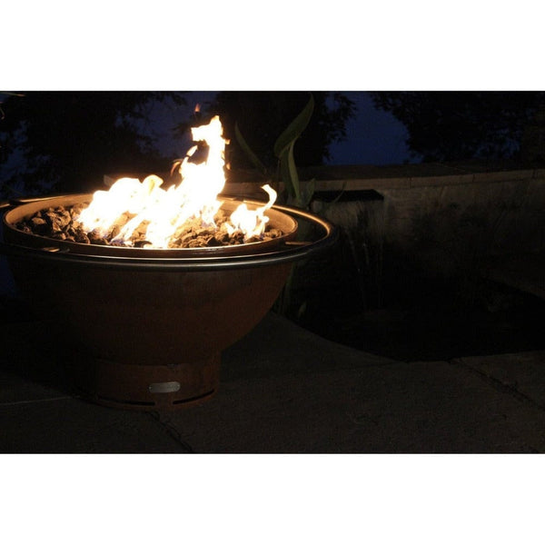 Fire Pit Art Bella Luna - 36" Handcrafted Carbon Steel Gas Fire Pit - lifestyle view
